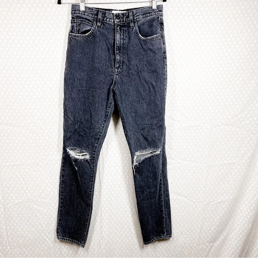 SLVRLAKE Black Distressed High Rise Beatnik Slim Leg Jeans